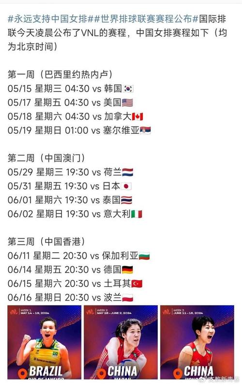世界女排联赛直播时间